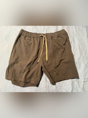 Men's Brown Drawstring Hybrid Shorts with Contrast Cord